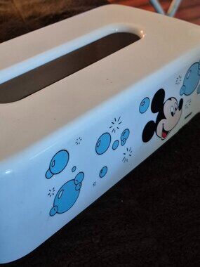 Vintage Disney Mickey Mouse Tissue Box Holder Hard Plastic Rectangle Bath Decor